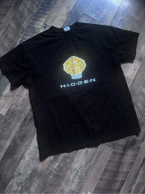 Hidden NY Black Graphic Tee with Yellow Brain Logo